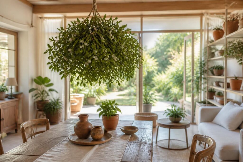 découvrez comment le gui, plante sacrée, s'intègre harmonieusement dans votre maison écologique pour apporter bien-être et harmonie.