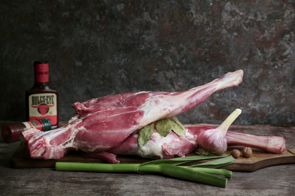 Fresh lam meat.