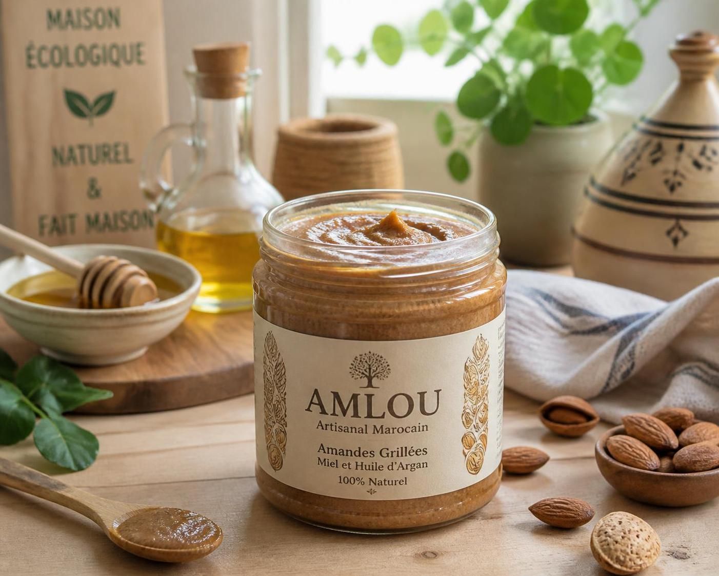 découvrez l'amlou marocain, une pâte onctueuse aux vertus naturelles, idéale pour une maison écologique alliant tradition et bien-être.