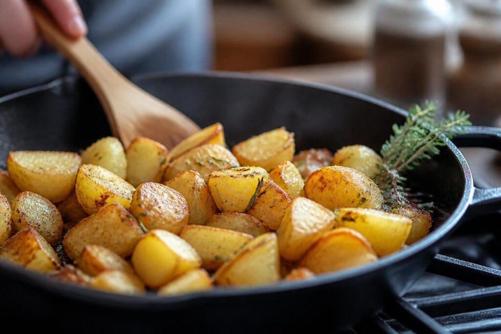 découvrez l'astuce infaillible pour réussir des pommes de terre sautées à la poêle dorées et croustillantes à chaque cuisson.