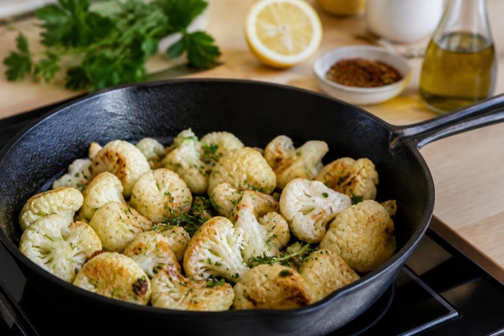 découvrez notre recette rapide de chou-fleur à la poêle, un plat savoureux et sain parfait pour un repas équilibré en toute simplicité.