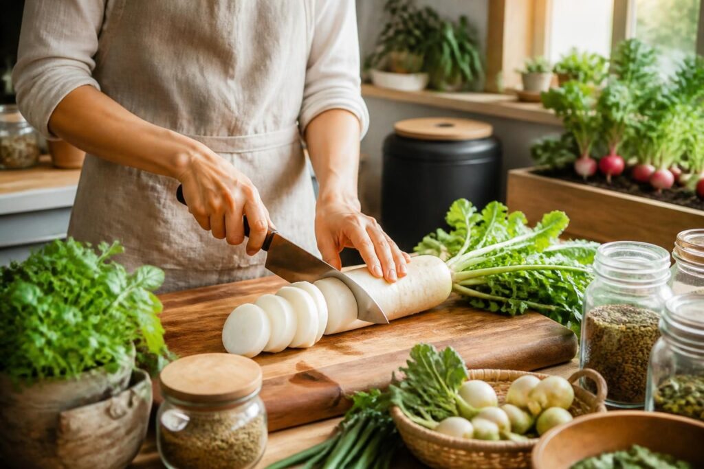 découvrez comment intégrer le daikon, ce radis japonais nutritif, dans une cuisine éco-responsable grâce à des recettes simples et respectueuses de l'environnement.