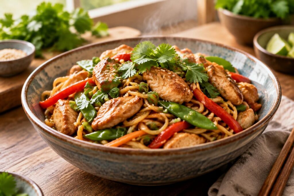 découvrez l’astuce simple pour préparer des nouilles sautées au poulet savoureuses en un rien de temps : un plat rapide et facile à réaliser.