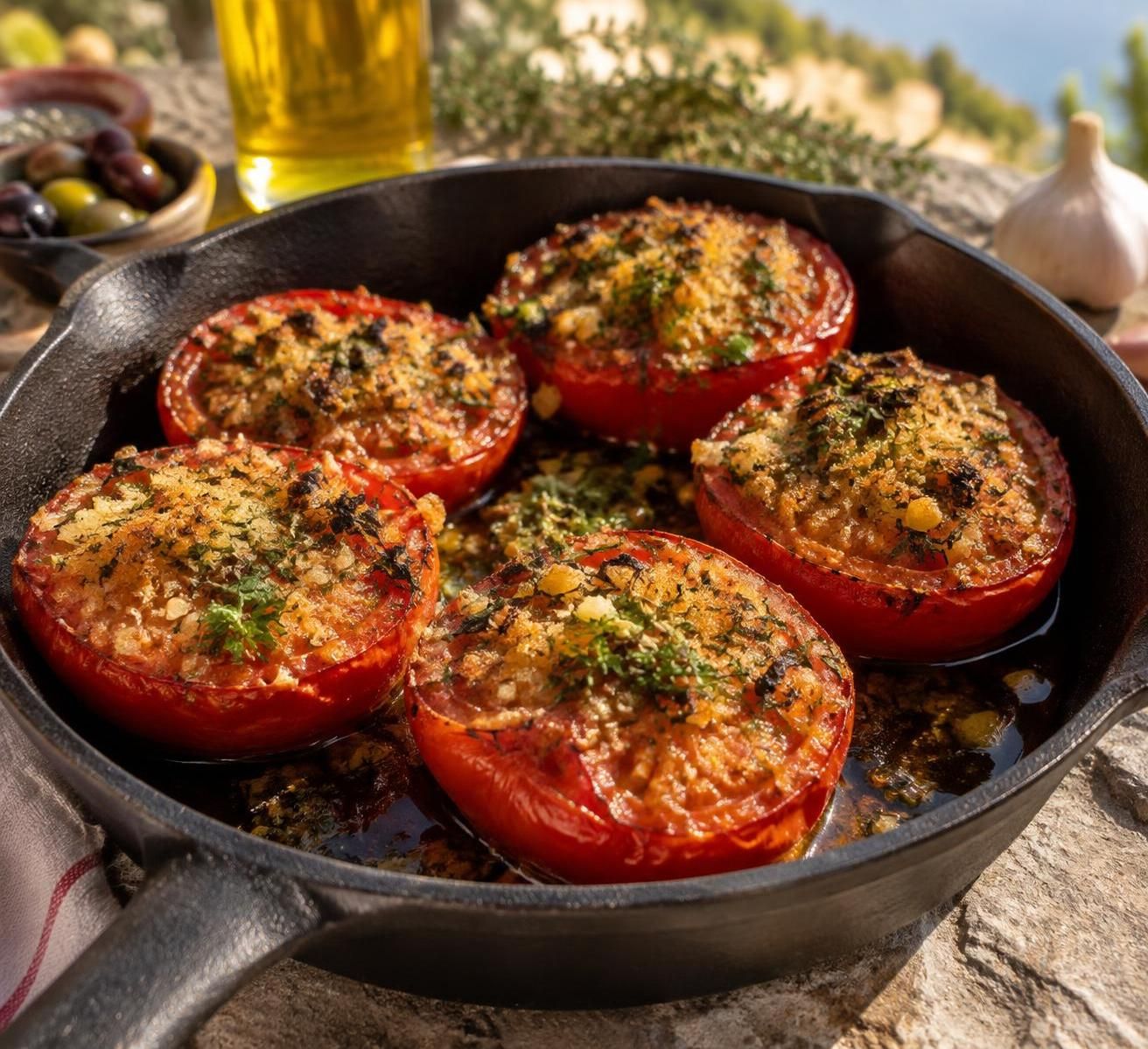 découvrez une recette simple de tomates provençales à la poêle, parfumées à l’ail et aux herbes, idéales pour accompagner vos plats d’été.