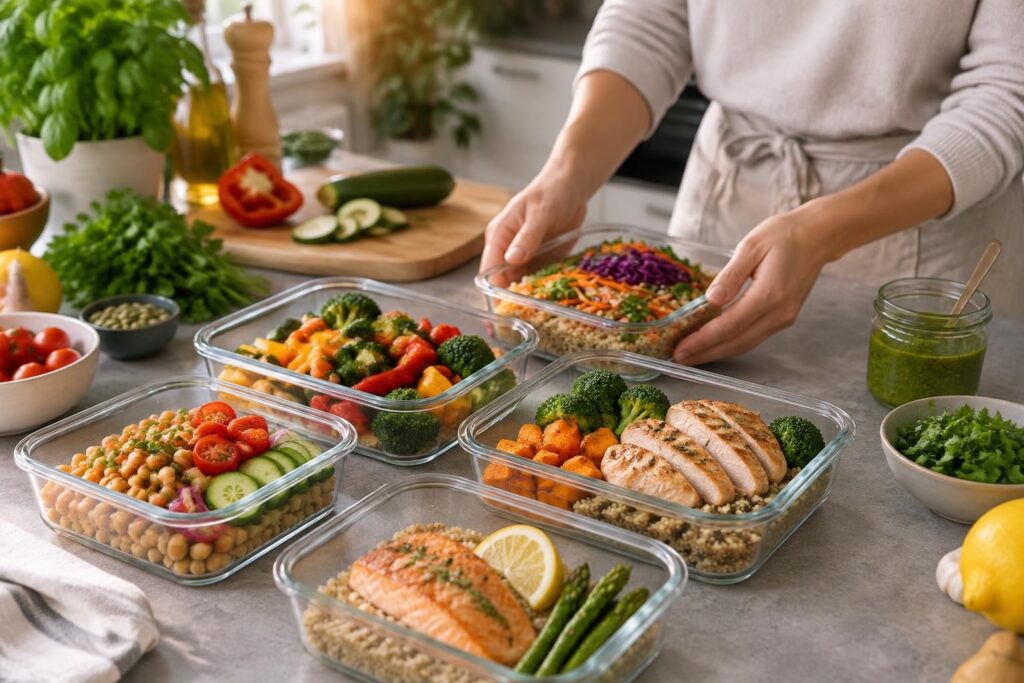 organisez une semaine de repas équilibrés grâce à des menus simples et des astuces pratiques, sans passer vos soirées en cuisine.