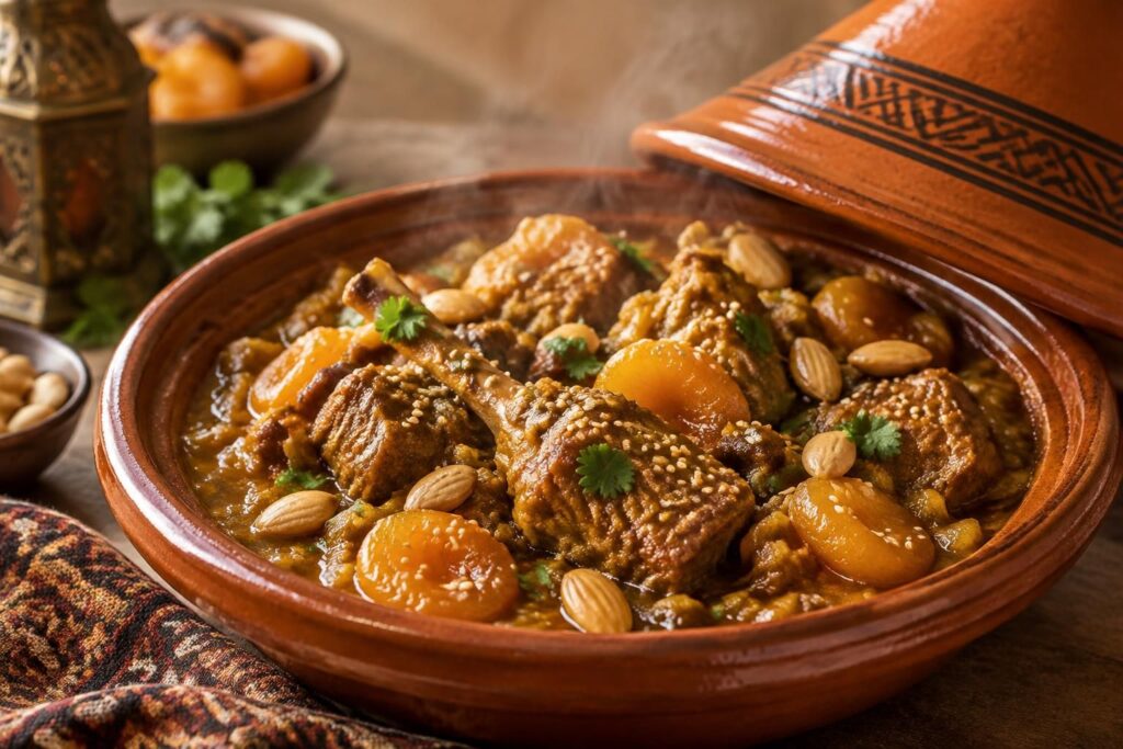 découvrez notre recette de tajine d’agneau aux abricots : une viande fondante, des saveurs parfumées et une touche sucrée-salée irrésistible.