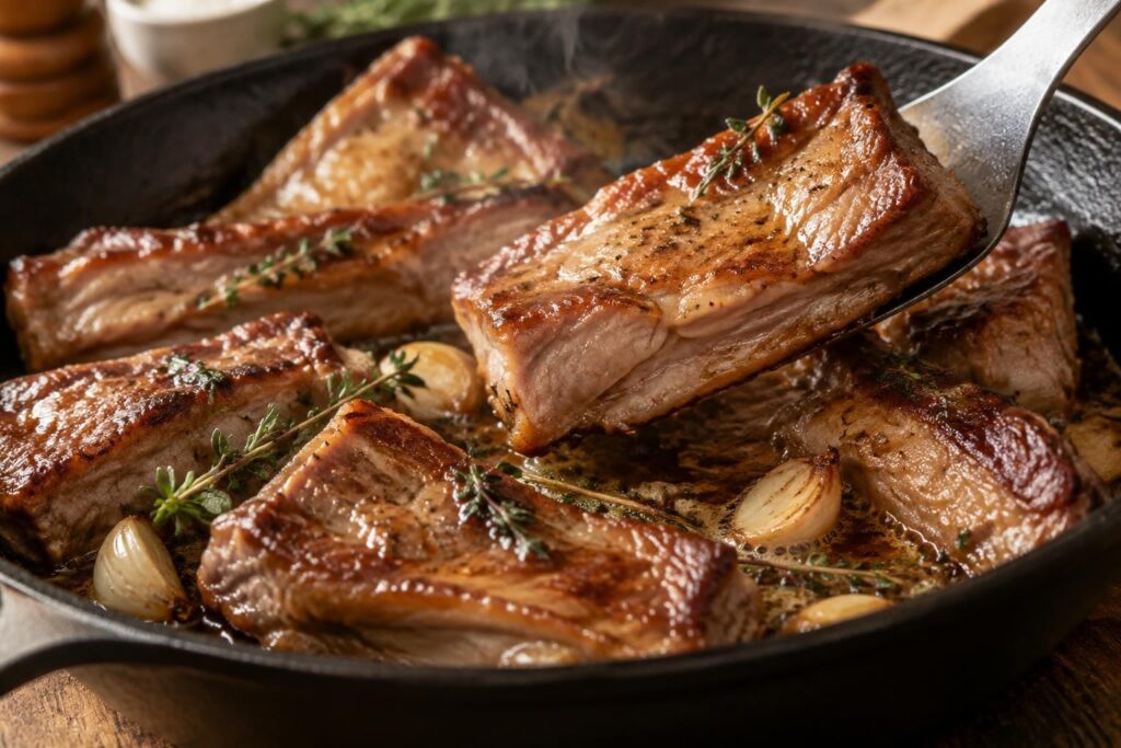 découvrez l’astuce pour cuire les tendrons de veau à la poêle et obtenir une viande tendre, savoureuse et délicieusement dorée.